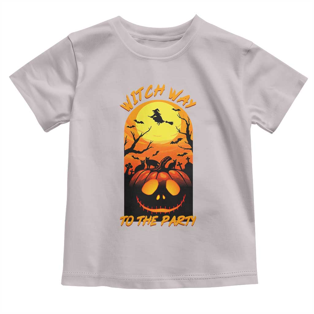 Halloween Witch Way To The Party Toddler T Shirt Black Cat Pumpkin - Wonder Print Shop