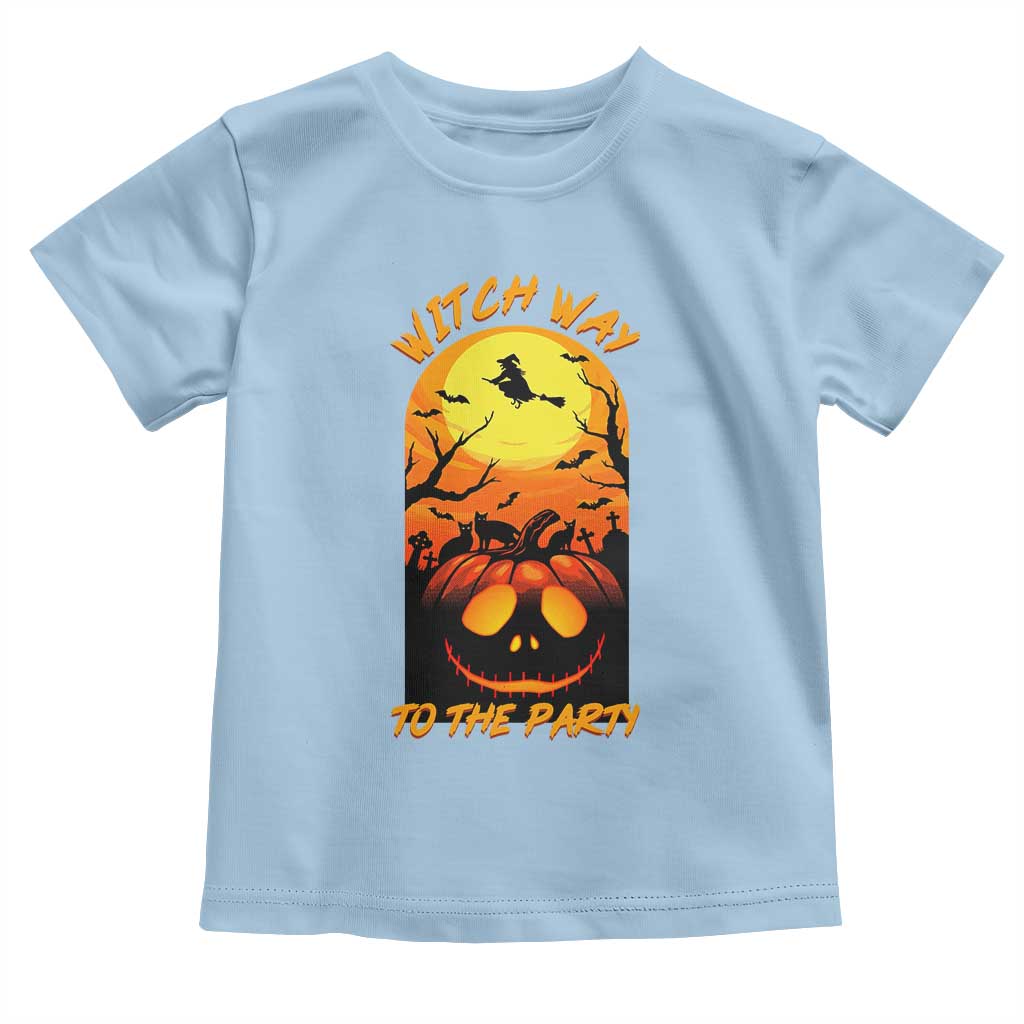 Halloween Witch Way To The Party Toddler T Shirt Black Cat Pumpkin - Wonder Print Shop