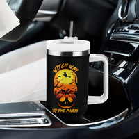 Halloween Witch Way To The Party Tumbler With Handle Black Cat Pumpkin