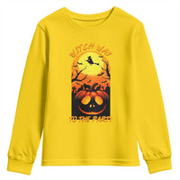 Halloween Witch Way To The Party Youth Sweatshirt Black Cat Pumpkin - Wonder Print Shop