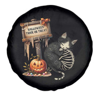 Halloween Trick Or Treat Black Cat Skeleton Halloween Spare Tire Cover - Wonder Print Shop