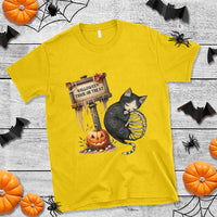 Halloween Trick Or Treat Black Cat Skeleton T Shirt - Wonder Print Shop