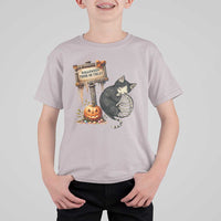 Halloween Trick Or Treat Black Cat Skeleton T Shirt For Kid - Wonder Print Shop