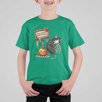 Halloween Trick Or Treat Black Cat Skeleton T Shirt For Kid - Wonder Print Shop