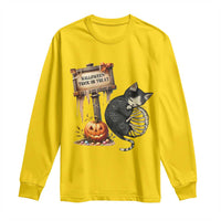 Halloween Trick Or Treat Black Cat Skeleton Long Sleeve Shirt - Wonder Print Shop