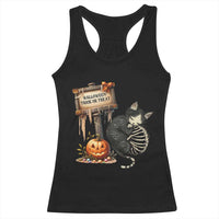Halloween Trick Or Treat Black Cat Skeleton Racerback Tank Top - Wonder Print Shop