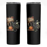 Halloween Trick Or Treat Black Cat Skeleton Halloween Skinny Tumbler
