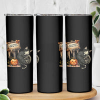 Halloween Trick Or Treat Black Cat Skeleton Halloween Skinny Tumbler