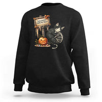 Halloween Trick Or Treat Black Cat Skeleton Sweatshirt - Wonder Print Shop
