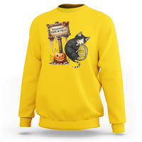 Halloween Trick Or Treat Black Cat Skeleton Sweatshirt - Wonder Print Shop