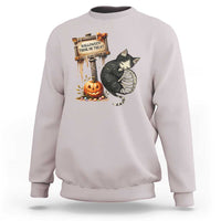 Halloween Trick Or Treat Black Cat Skeleton Sweatshirt - Wonder Print Shop