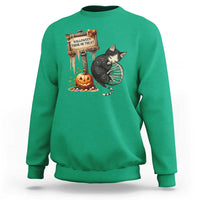 Halloween Trick Or Treat Black Cat Skeleton Sweatshirt - Wonder Print Shop