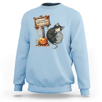 Halloween Trick Or Treat Black Cat Skeleton Sweatshirt - Wonder Print Shop