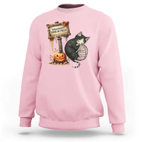 Halloween Trick Or Treat Black Cat Skeleton Sweatshirt - Wonder Print Shop