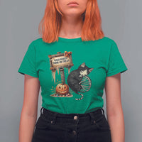 Halloween Trick Or Treat Black Cat Skeleton T Shirt For Women - Wonder Print Shop