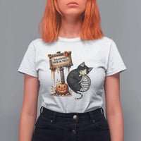 Halloween Trick Or Treat Black Cat Skeleton T Shirt For Women - Wonder Print Shop