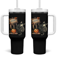 Halloween Trick Or Treat Black Cat Skeleton Halloween Tumbler With Handle