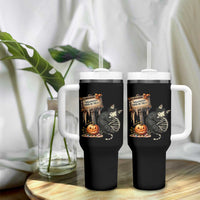 Halloween Trick Or Treat Black Cat Skeleton Halloween Tumbler With Handle
