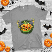 Funny Halloween Pumpkin Ghoul T Shirt Scary Zombie Hands - Wonder Print Shop