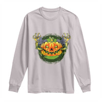 Funny Halloween Pumpkin Ghoul Long Sleeve Shirt Scary Zombie Hands - Wonder Print Shop