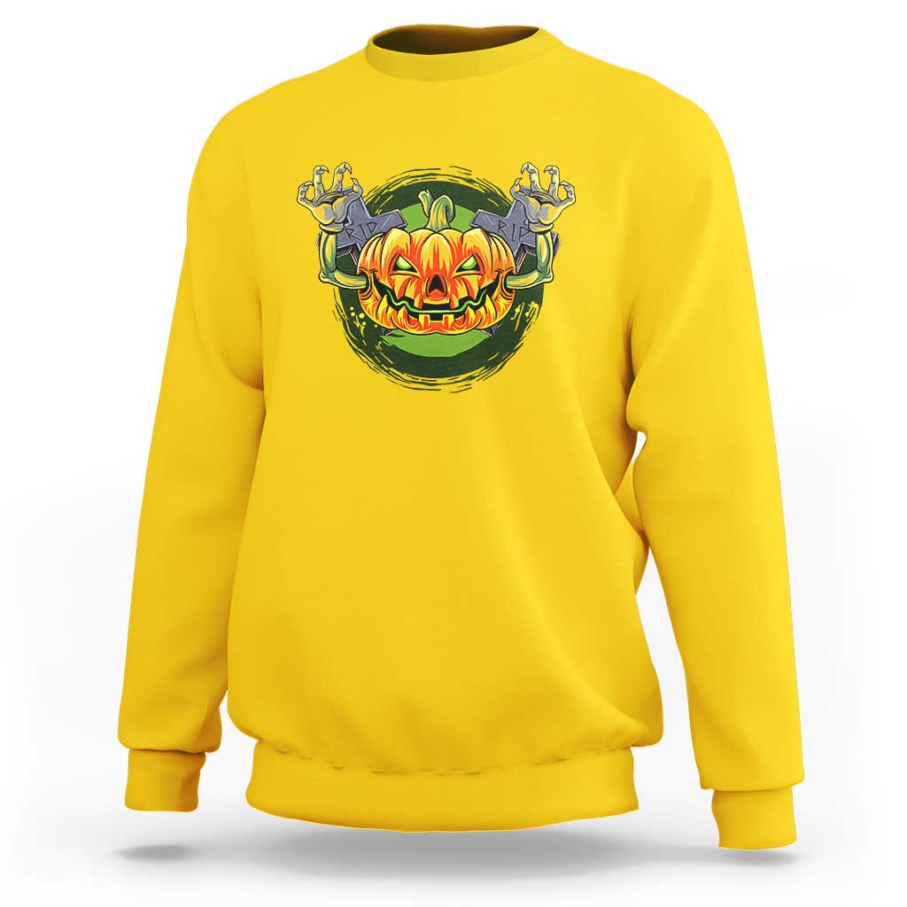 Funny Halloween Pumpkin Ghoul Sweatshirt Scary Zombie Hands - Wonder Print Shop
