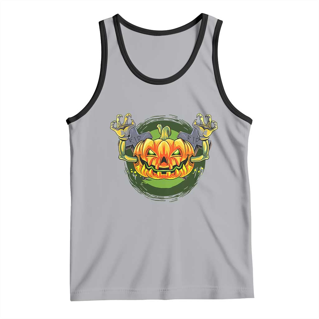 Funny Halloween Pumpkin Ghoul Tank Top Scary Zombie Hands - Wonder Print Shop