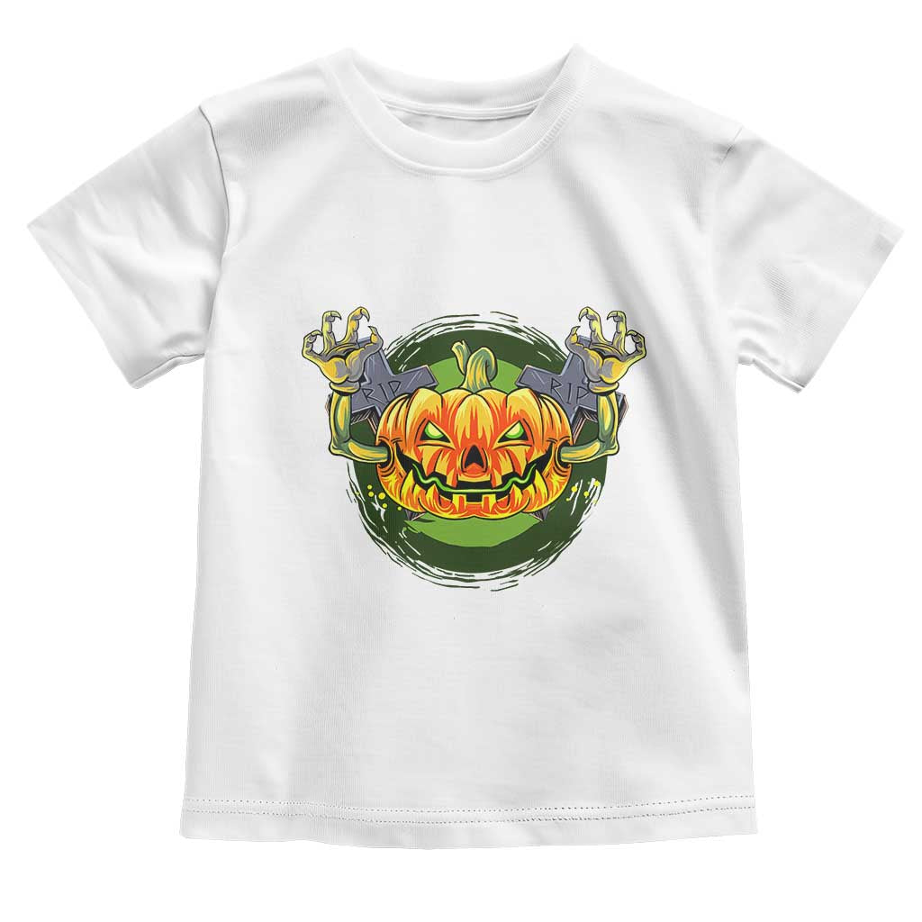Funny Halloween Pumpkin Ghoul Toddler T Shirt Scary Zombie Hands - Wonder Print Shop