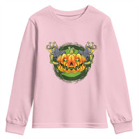 Funny Halloween Pumpkin Ghoul Youth Sweatshirt Scary Zombie Hands - Wonder Print Shop