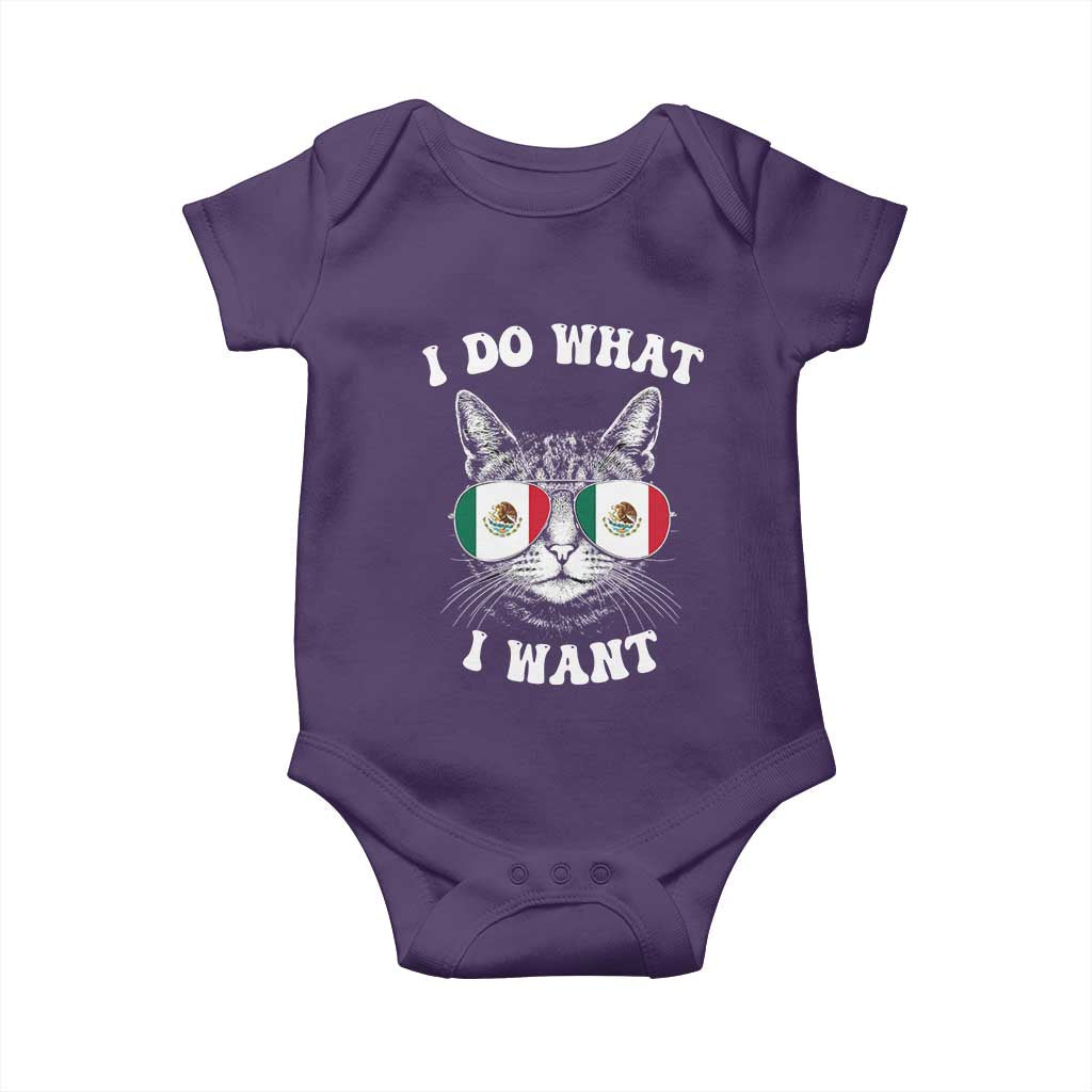 Mexican Cat Baby Onesie I Do What I Want Mexico Flag Sunglasses Funny - Wonder Print Shop