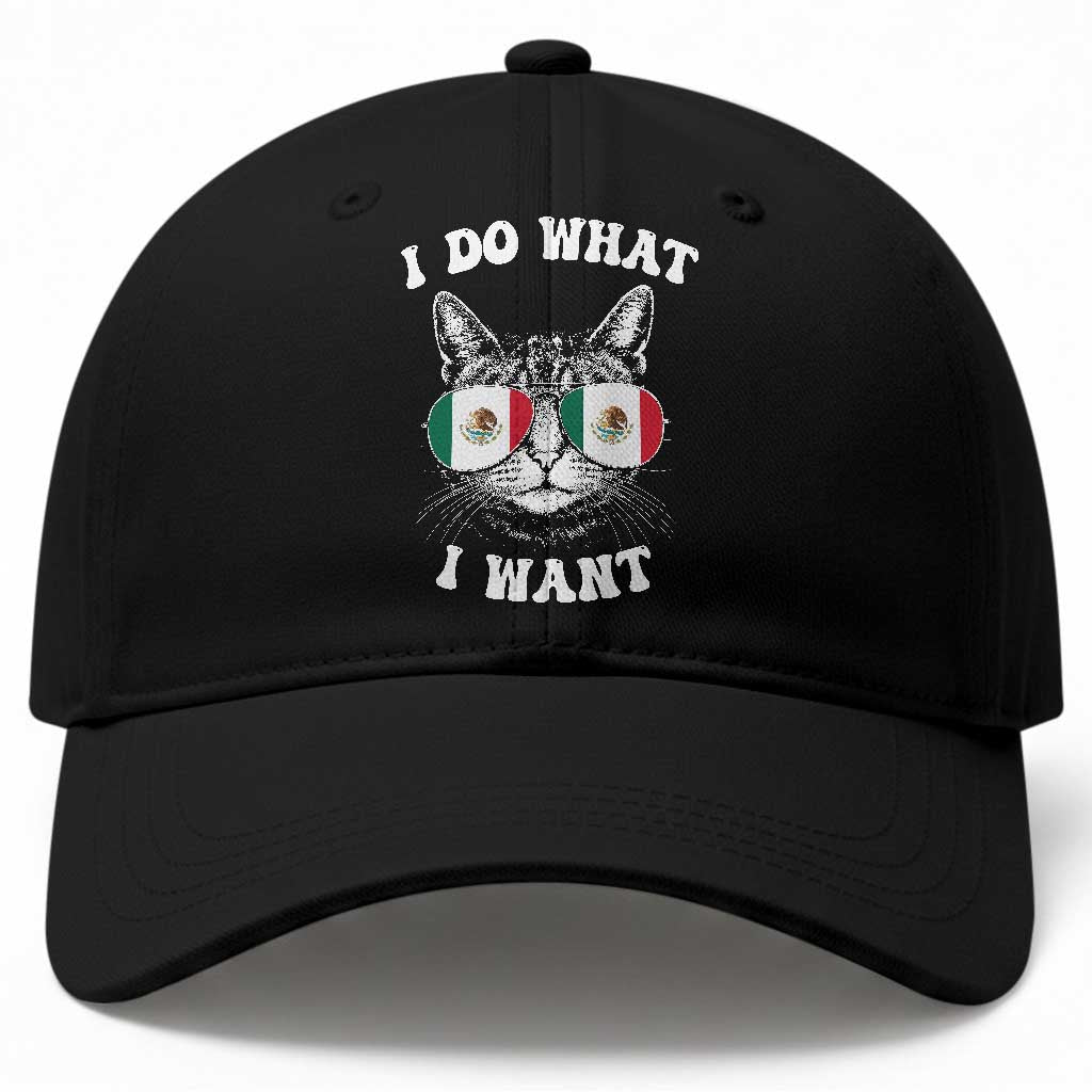 Mexican Cat Baseball Cap I Do What I Want Mexico Flag Sunglasses Funny