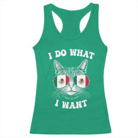 Mexican Cat Racerback Tank Top I Do What I Want Mexico Flag Sunglasses Funny - Wonder Print Shop