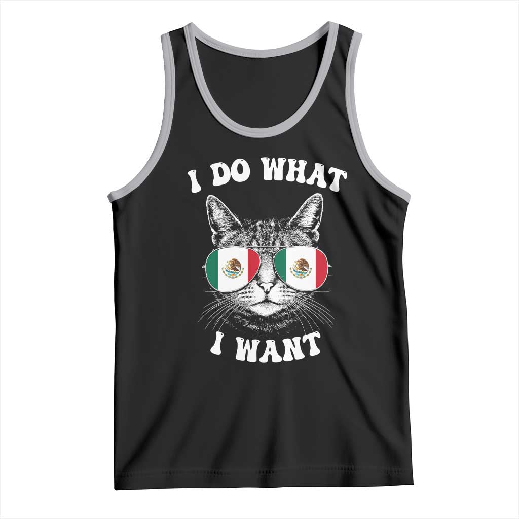 Mexican Cat Tank Top I Do What I Want Mexico Flag Sunglasses Funny - Wonder Print Shop