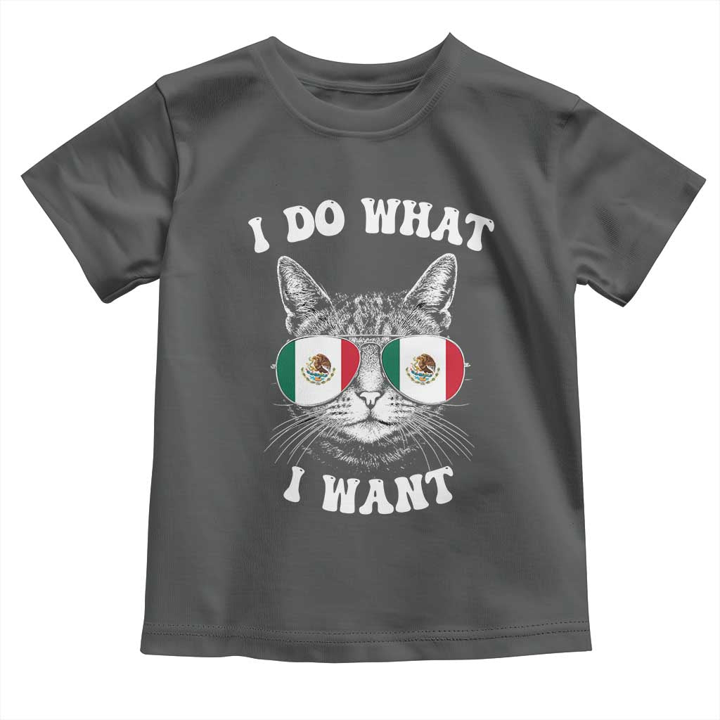 Mexican Cat Toddler T Shirt I Do What I Want Mexico Flag Sunglasses Funny - Wonder Print Shop