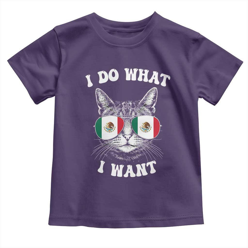 Mexican Cat Toddler T Shirt I Do What I Want Mexico Flag Sunglasses Funny - Wonder Print Shop