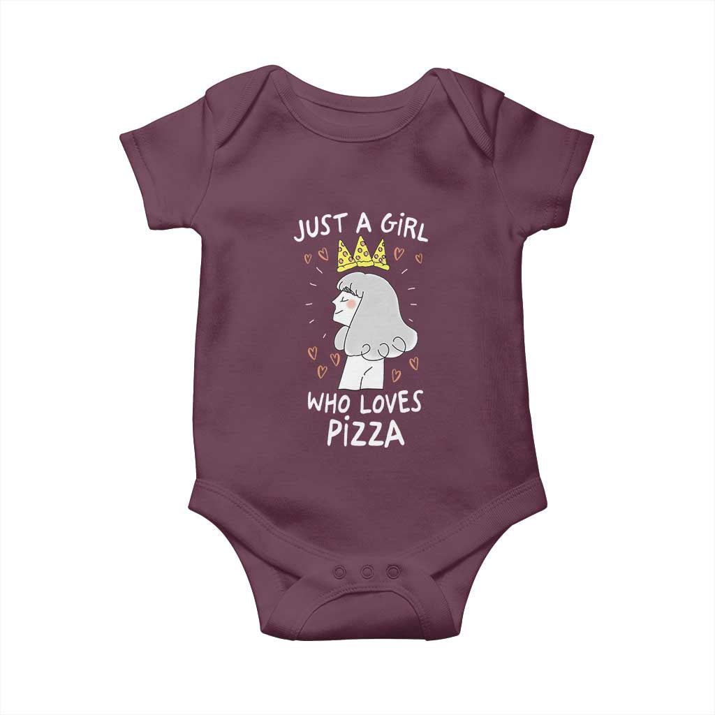 Just A Girl Who Loves Pizza Baby Onesie Cute Queen Pizza Crown - Wonder Print Shop