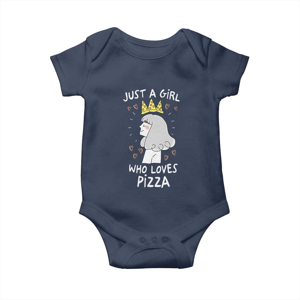 Just A Girl Who Loves Pizza Baby Onesie Cute Queen Pizza Crown - Wonder Print Shop