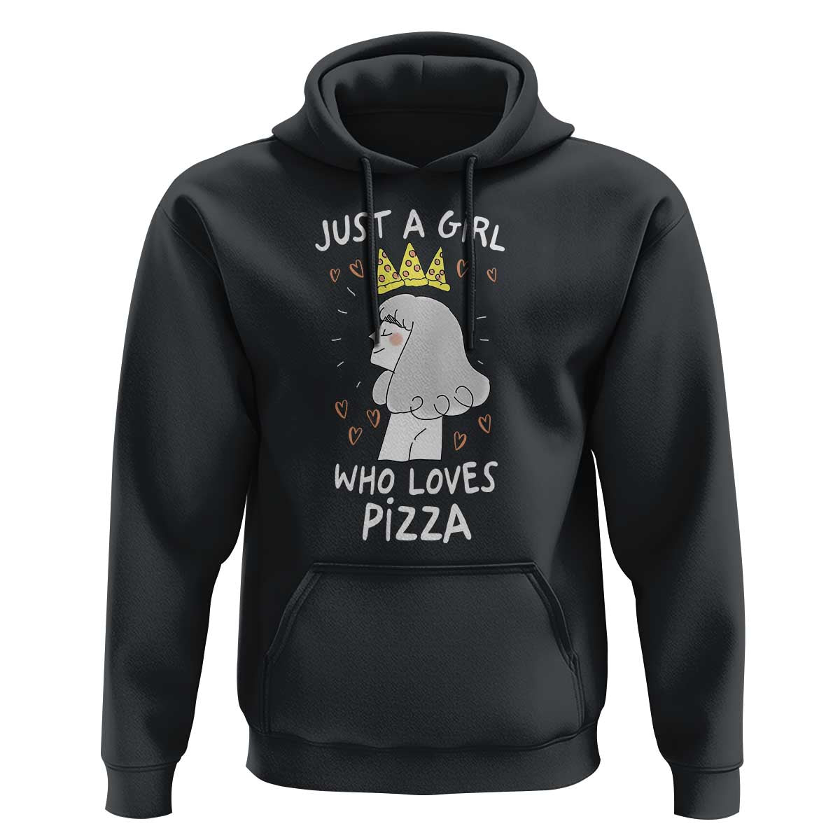 Just A Girl Who Loves Pizza Hoodie Cute Queen Pizza Crown - Wonder Print Shop