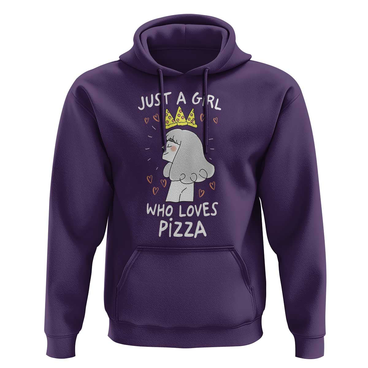 Just A Girl Who Loves Pizza Hoodie Cute Queen Pizza Crown - Wonder Print Shop