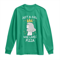 Just A Girl Who Loves Pizza Long Sleeve Shirt Cute Queen Pizza Crown - Wonder Print Shop