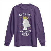 Just A Girl Who Loves Pizza Long Sleeve Shirt Cute Queen Pizza Crown - Wonder Print Shop