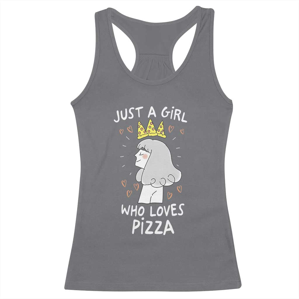 Just A Girl Who Loves Pizza Racerback Tank Top Cute Queen Pizza Crown - Wonder Print Shop