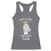 Just A Girl Who Loves Pizza Racerback Tank Top Cute Queen Pizza Crown - Wonder Print Shop