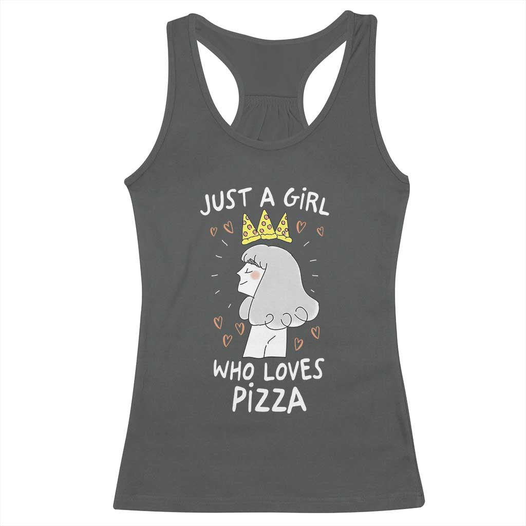 Just A Girl Who Loves Pizza Racerback Tank Top Cute Queen Pizza Crown - Wonder Print Shop
