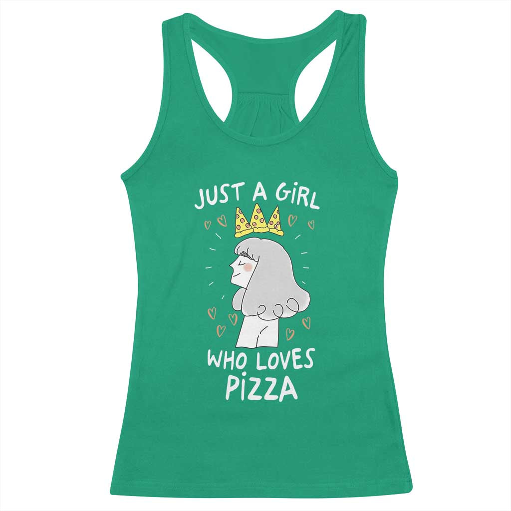 Just A Girl Who Loves Pizza Racerback Tank Top Cute Queen Pizza Crown - Wonder Print Shop