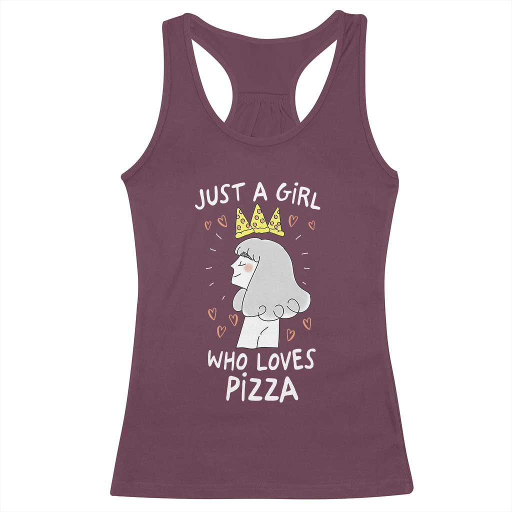 Just A Girl Who Loves Pizza Racerback Tank Top Cute Queen Pizza Crown - Wonder Print Shop