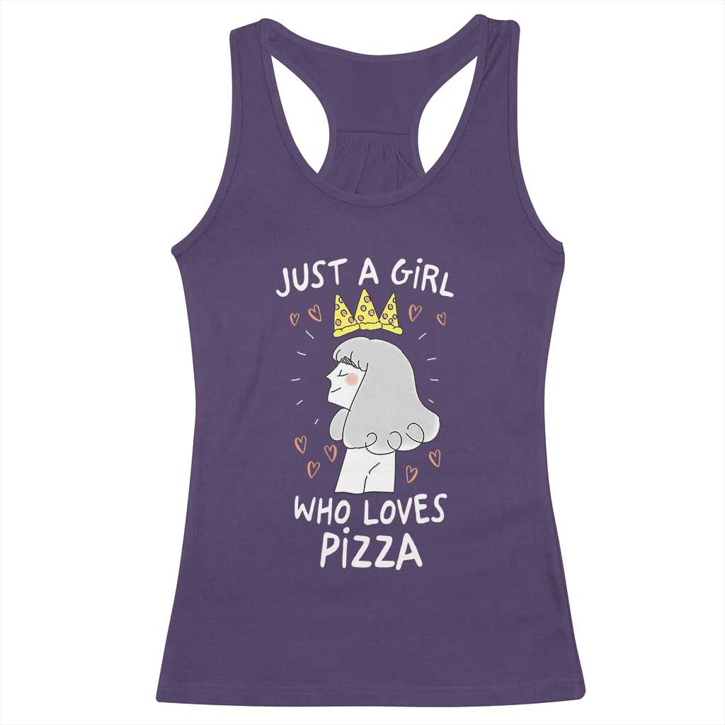 Just A Girl Who Loves Pizza Racerback Tank Top Cute Queen Pizza Crown - Wonder Print Shop