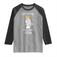 Just A Girl Who Loves Pizza Raglan Shirt Cute Queen Pizza Crown - Wonder Print Shop