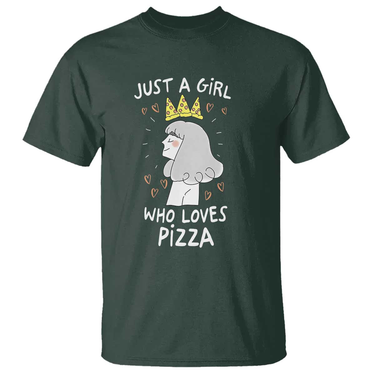 Just A Girl Who Loves Pizza T Shirt Cute Queen Pizza Crown - Wonder Print Shop