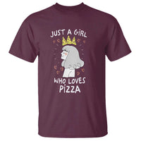 Just A Girl Who Loves Pizza T Shirt Cute Queen Pizza Crown - Wonder Print Shop