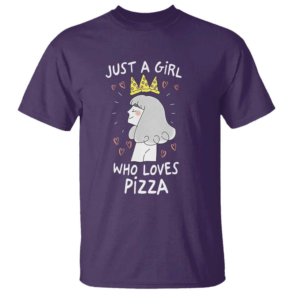 Just A Girl Who Loves Pizza T Shirt Cute Queen Pizza Crown - Wonder Print Shop